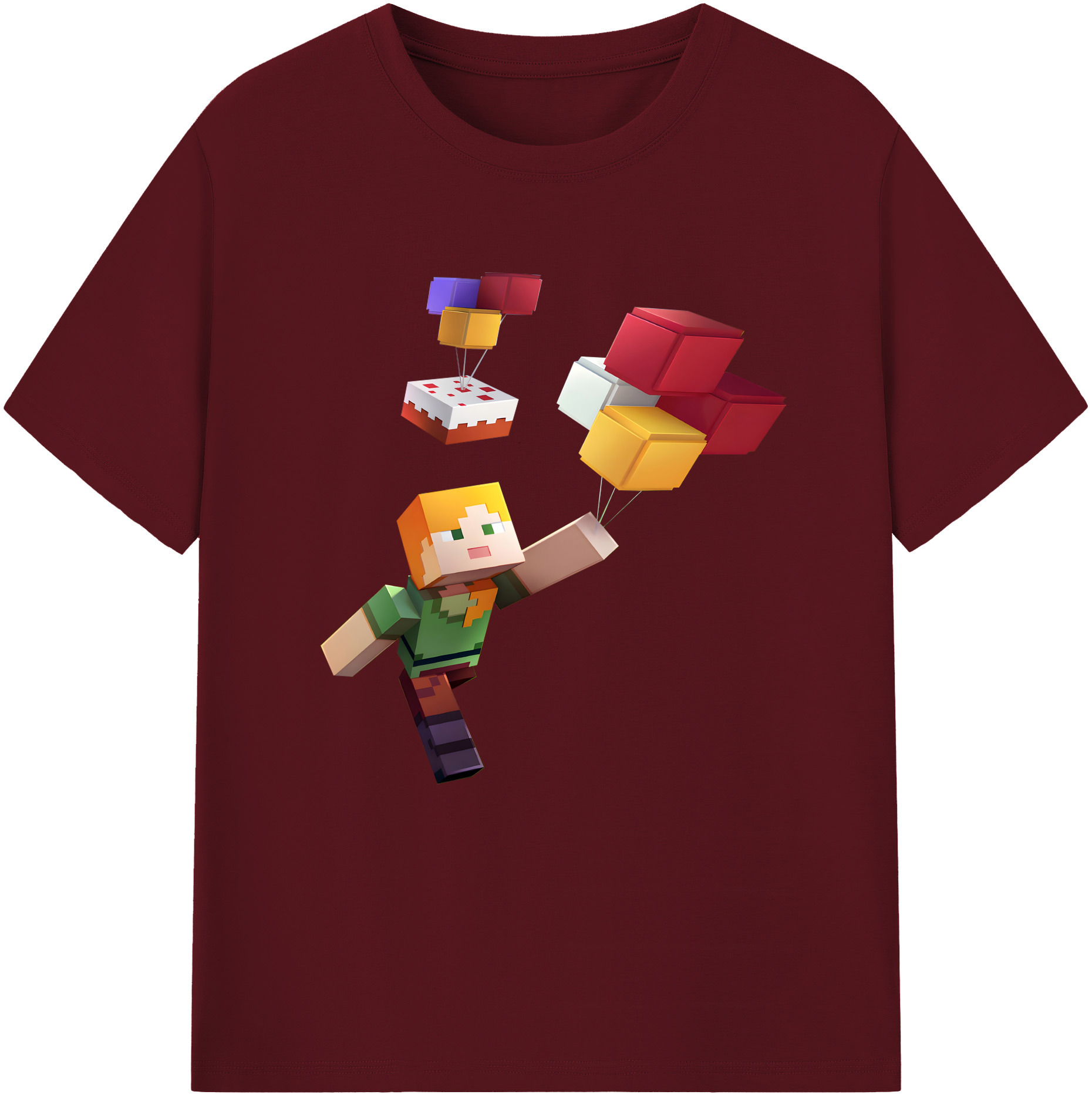 （画像用） マインクラフト ブロックの世界 Minecraft MC Block world 綿100％半袖Tシャツ（フロントプリント）